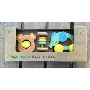 Imaginarium Baby Rattle & Roll Set of 3 Wooden Toys Age 6 Months Plus New In Box